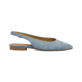 Ballerine slingback azzurre in pelle da donna Primopiano, Donna, SKU w015000234, Immagine 0